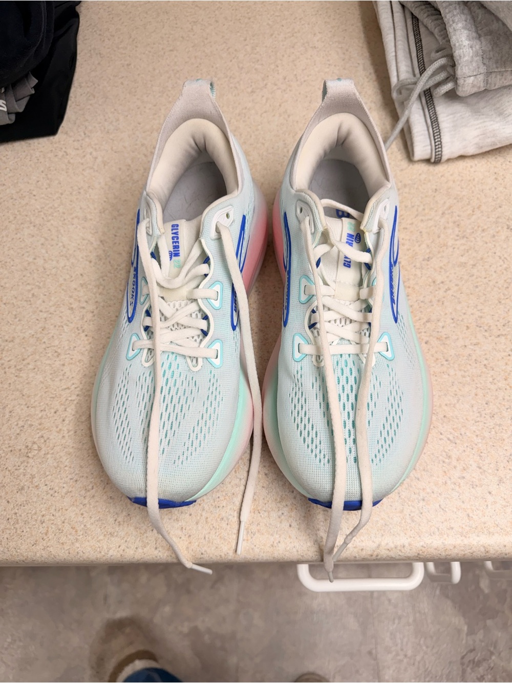 Brooks Women's Running Shoes in Light Blue with Mint and Pink Accents